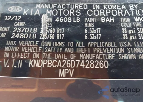 2013 Kia Sportage Lx from USA, damaged, VIN KNDPBCA26D7428260